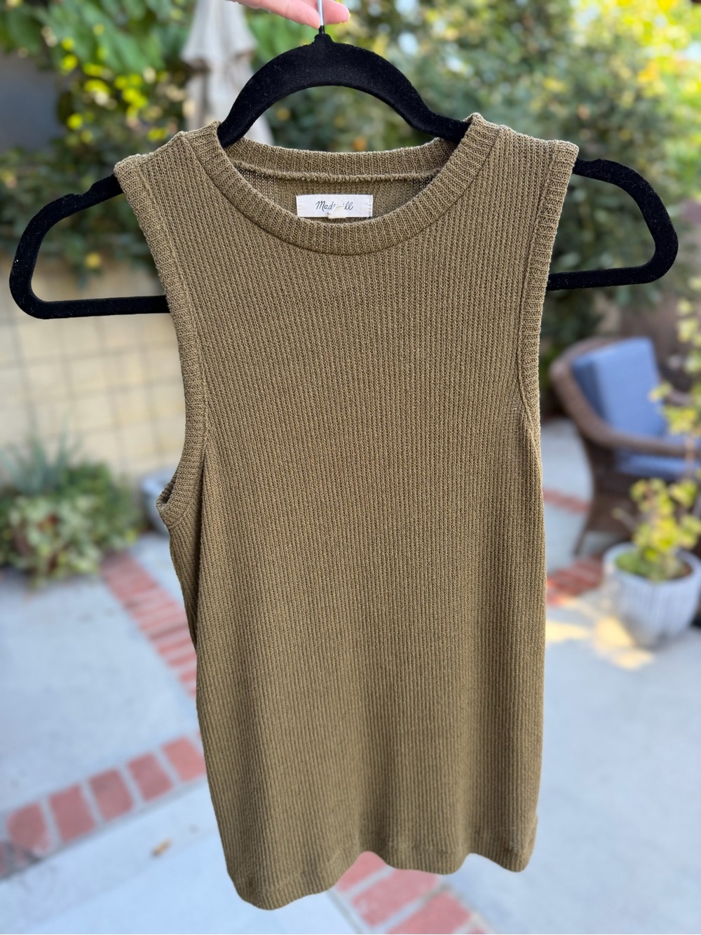 Madewell Olive Green Ribbed Knit Sleeveless Tank Top – Size Small